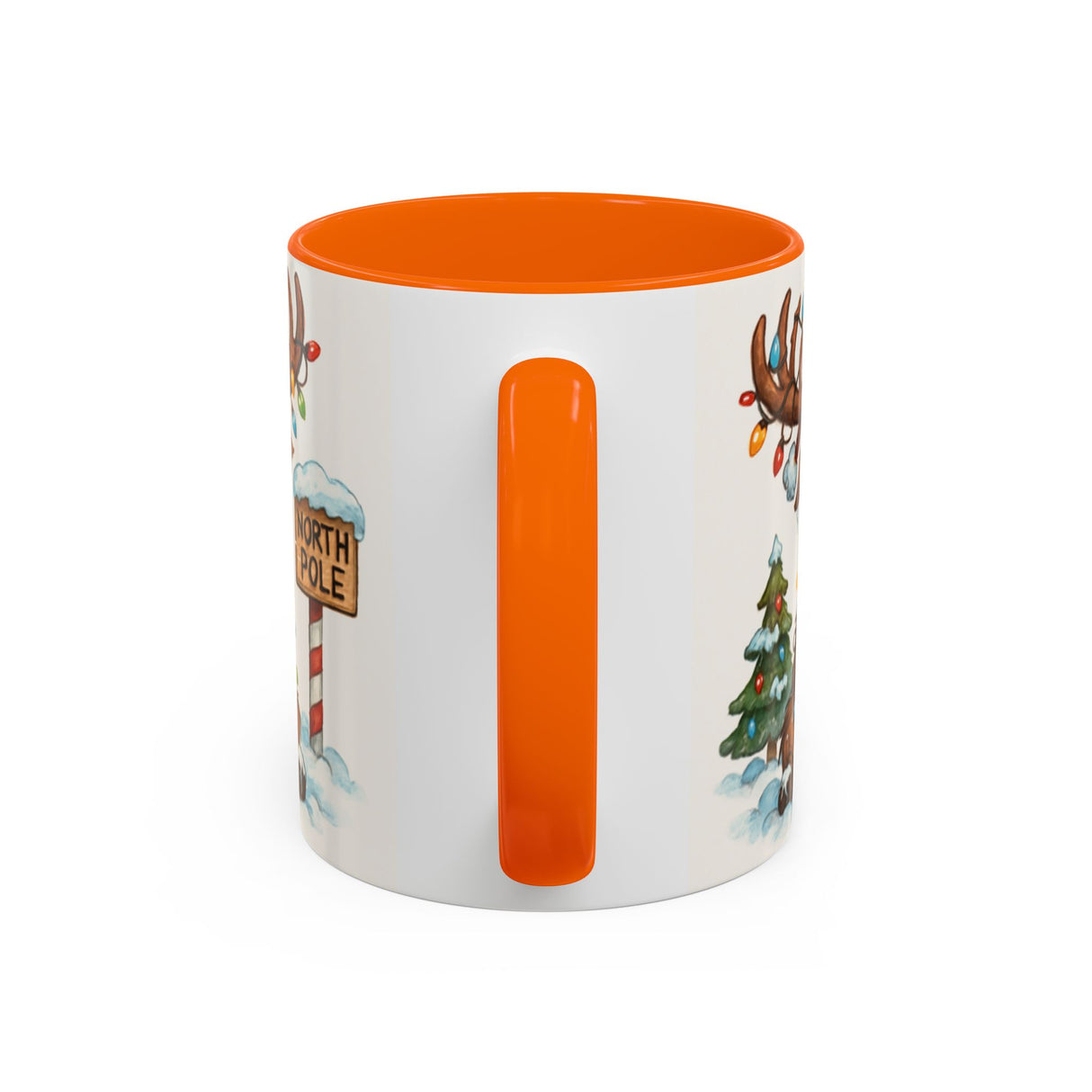 Colorful Christmas Reindeer Coffee Mug showcasing a joyful holiday mood with its charming design.