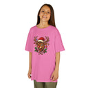 Kids Christmas Reindeer Tee — Cute Santa Hat Rudolph Holiday Shirt featuring ribbed collar and soft cotton fabric.