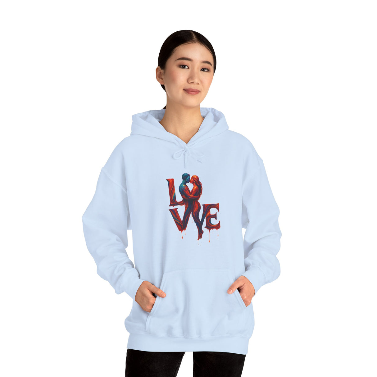 Casual outfit idea featuring the Love Kiss Hoodie, ideal for late-night walks or coffee shop dates.