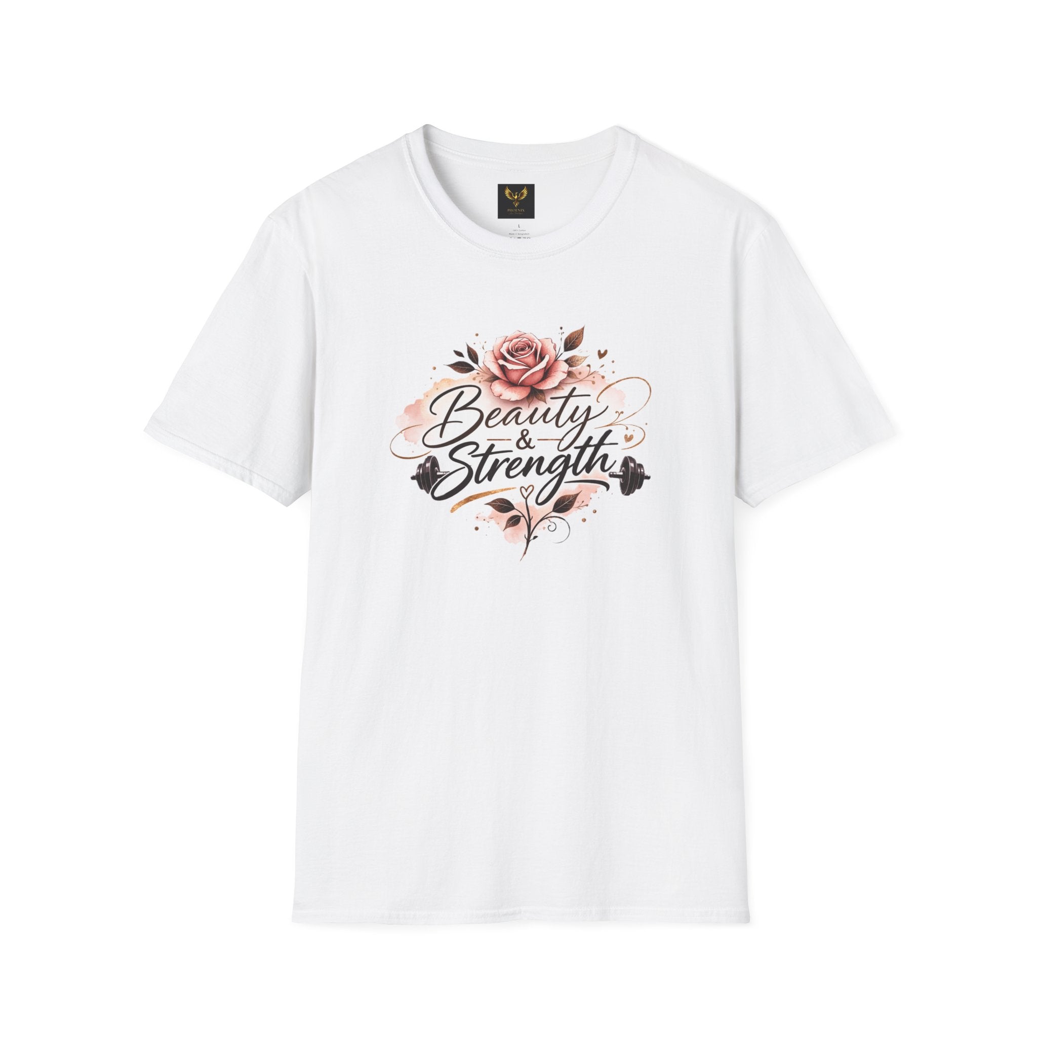 Beauty &amp; Strength Floral Inspirational Motivational T-Shirt