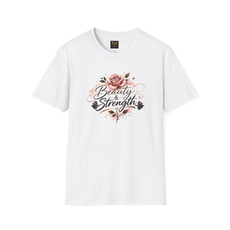 Beauty & Strength Floral T-Shirt — Inspirational Women's Motivational Tee