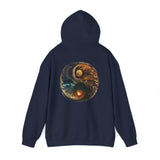 Model poses in the Yin Yang Moon & Sun Hoodie, emphasizing its comfortable fit and style.