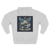 Close up of the soft brushed interior of the Flying Is Freedom Hoodie, offering exceptional comfort.