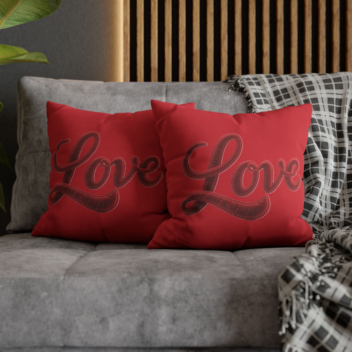 Love Script Pillowcase — Red Decorative Throw Pillow Cover