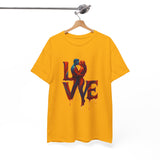 LOVE Couple Silhouette T-Shirt — Romantic Dripping Love Design with ribbed seam-free collar, perfect fit for layering.