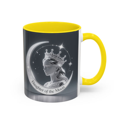Daughter of the Moon Accent Coffee Mug — Celestial Crowned Woman 11/15oz US