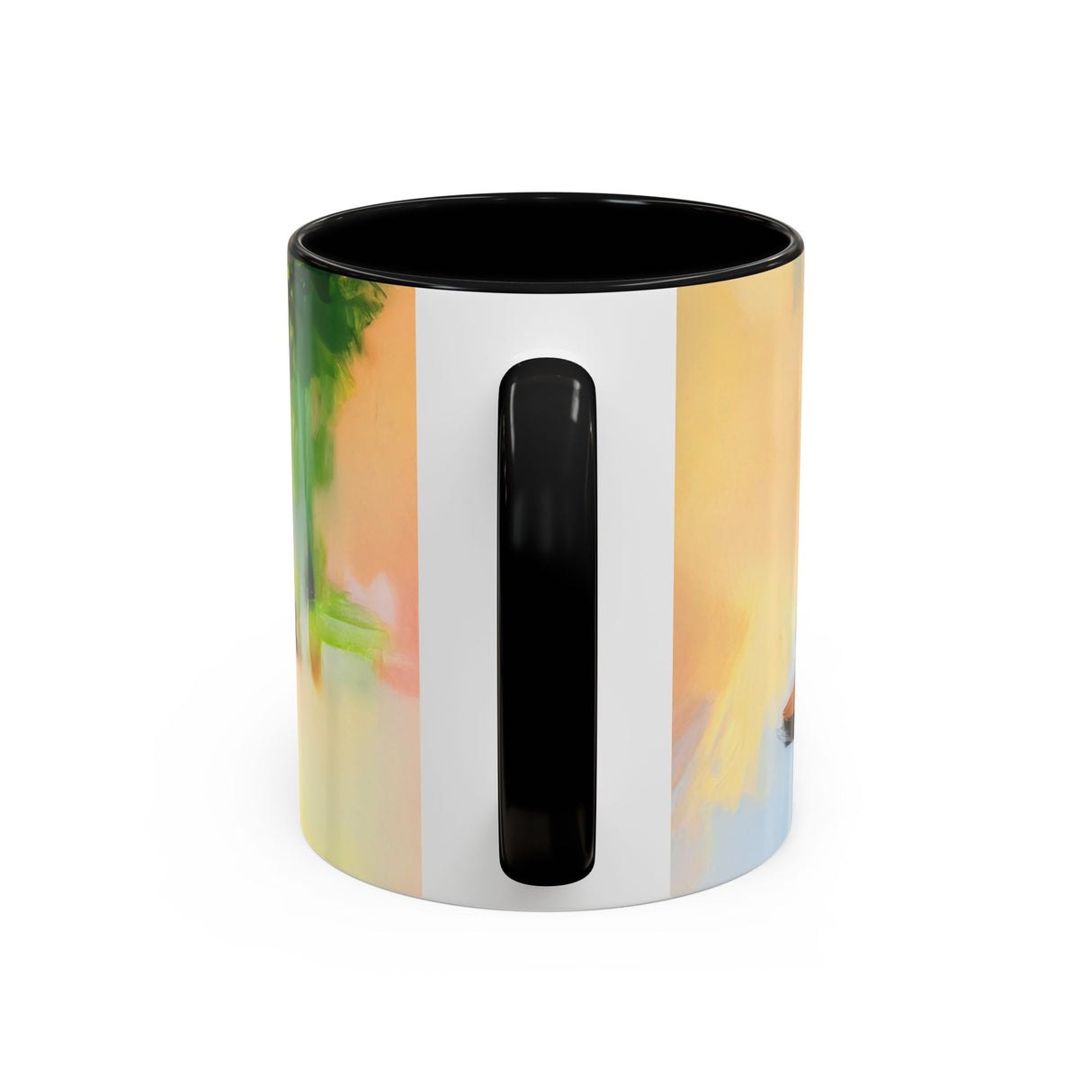 Artistic Red Dress Accent Coffee Mug - 11oz from a top angle showing its detailed design