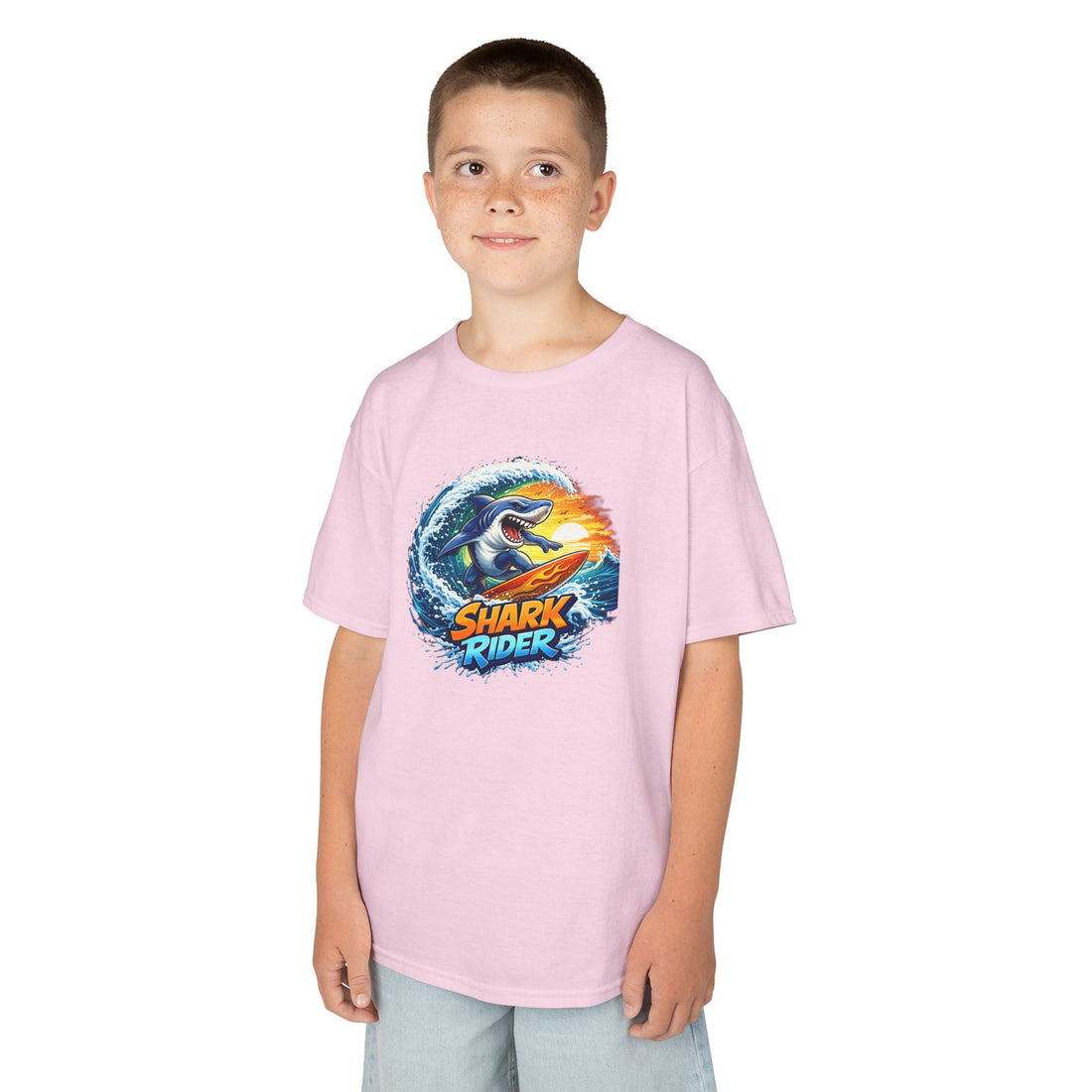 "Shark Rider" Surfing Shark Graphic —  Kids Tee