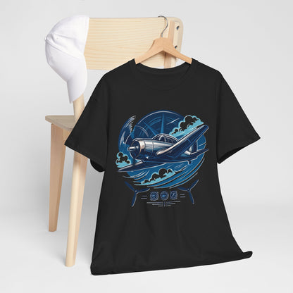 Detailed view of Vintage Propeller Plane T-Shirt with vibrant colors and artistic airplane illustration.