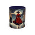Close-up of Elegant Red Dress Coffee Mug highlighting colorful contrast and comfortable C-shaped handle.