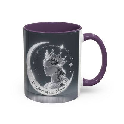 Daughter of the Moon Accent Coffee Mug — Celestial Crowned Woman 11/15oz US