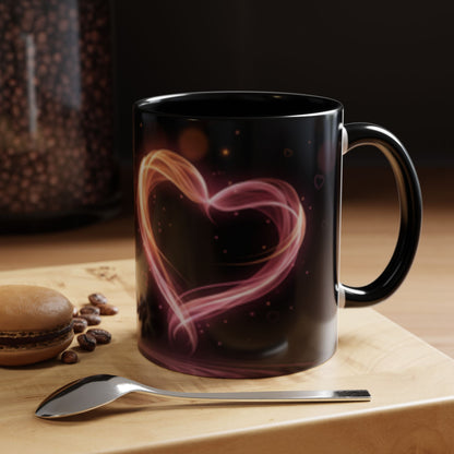 Neon Heart Accent Coffee Mug – Romantic Glow 11/15oz US