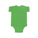 A happy baby wearing Baby Christmas Elf Bodysuit — Cute Holiday Infant Onesie with family in festive attire