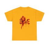 Back view of the Love Silhouette T-Shirt - Romantic Dripping Heart Design highlighting the classic crew neck and relaxed fit.