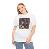 Art Deco Aviatrix Tee displayed on a hanger to emphasize its classic crew-neck silhouette.