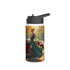 Vintage Red Convertible Water Bottle with autumn-themed design and matte finish, perfect for road trips.