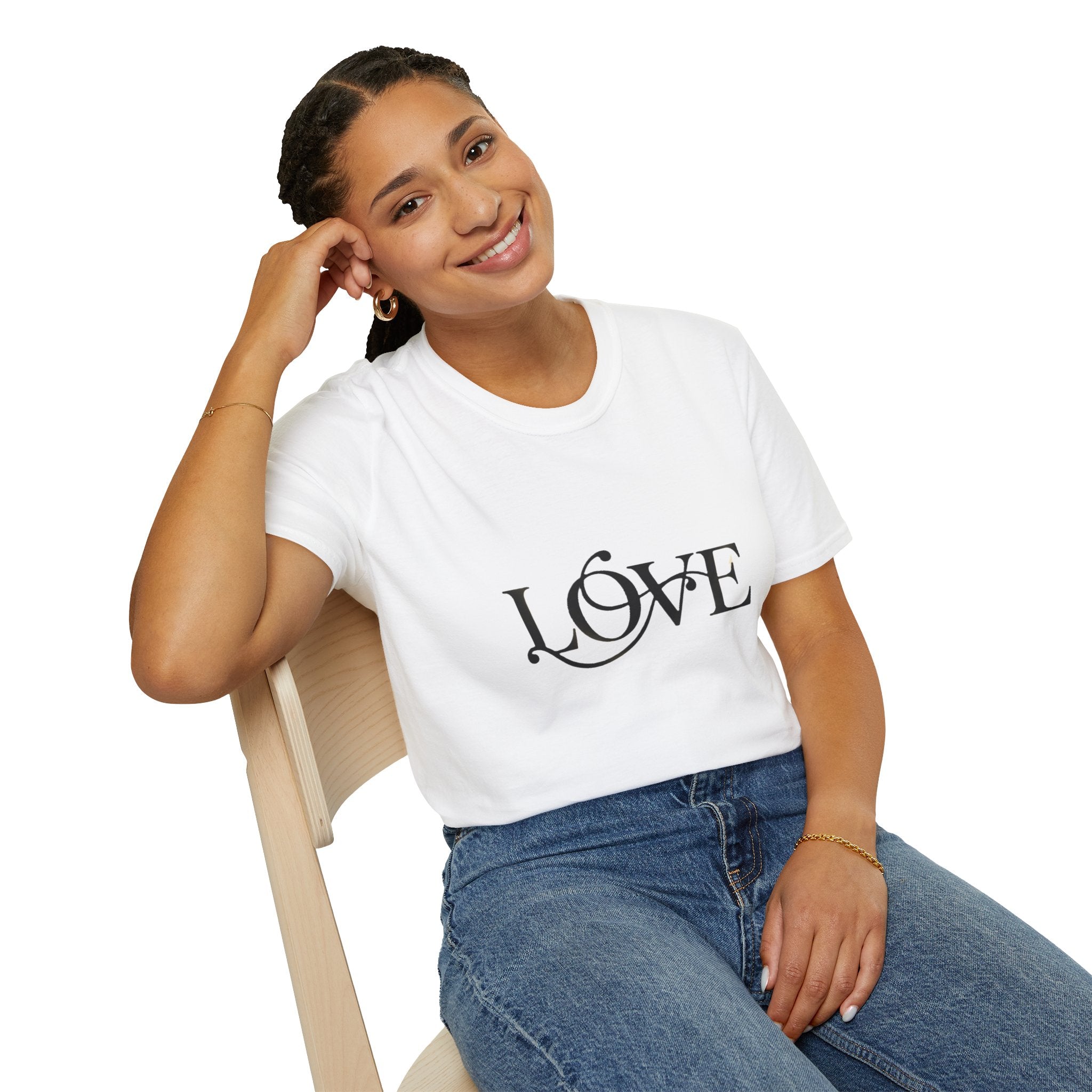 Love Script T-Shirt Elegant Black White