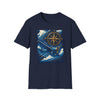 Adventure Compass T-Shirt displayed on a hanger, emphasizing its unisex fit and vintage travel motif.