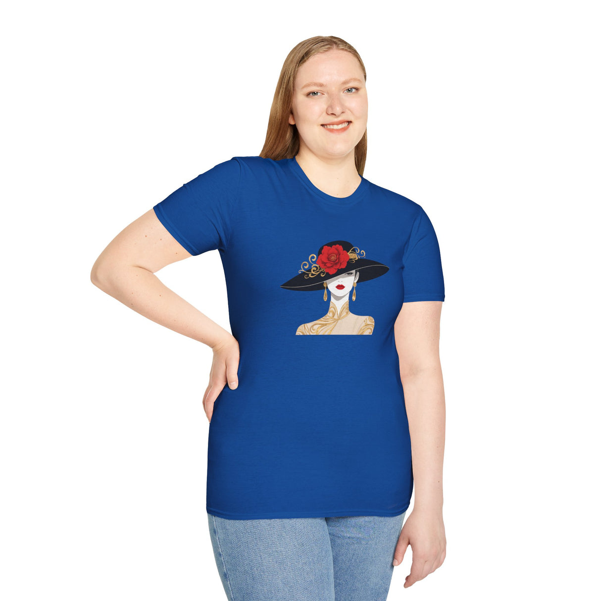 Elegant Lady with Rose Hat T-Shirt