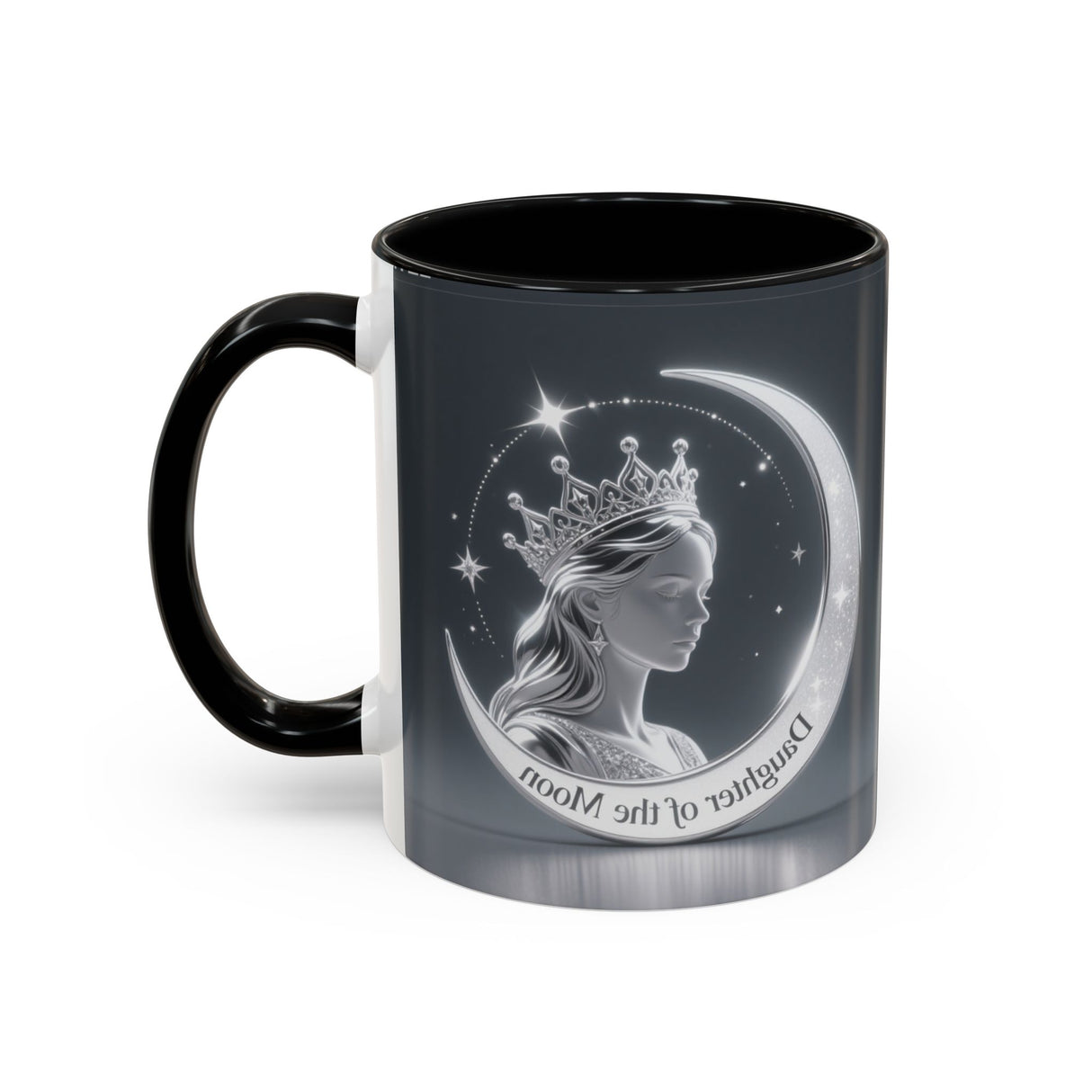 Daughter of the Moon Accent Coffee Mug — Celestial Crowned Woman 11/15oz US
