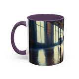 Elegant Urban Nightlife Coffee Mug beside a warm scarf, ideal for autumn coffee moments.
