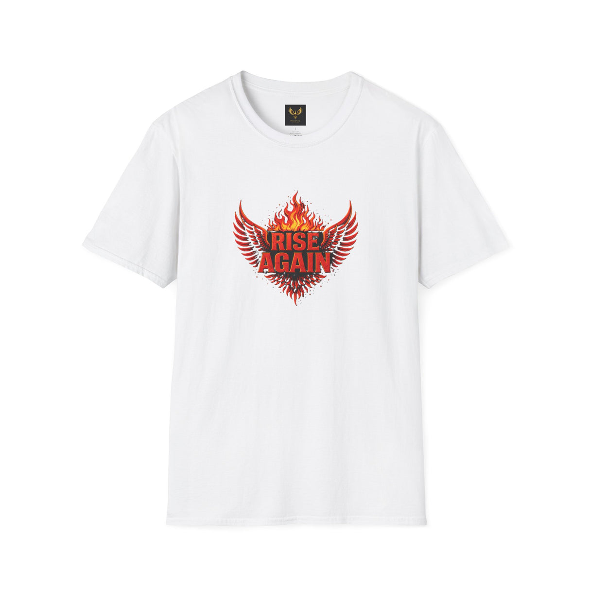 Rise Again Phoenix T-Shirt — Flaming Wings Motivational Tee
