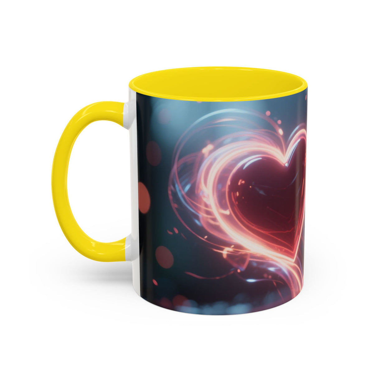 Neon Heart Accent Coffee Mug — Romantic Glow Cup for Valentine’s Day & Gifts US