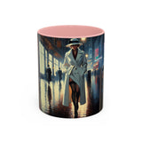 Elegant Urban Nightlife Coffee Mug in two sizes, emphasizing its colorful interior and handle options.