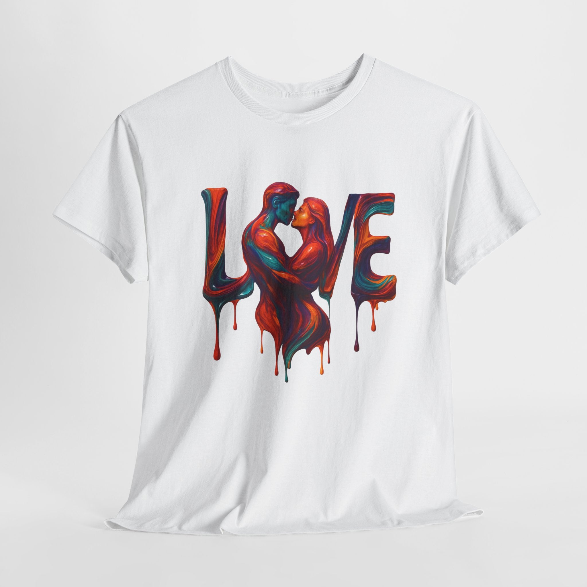 Casual outfit featuring Love Unisex Heavy Cotton Tee paired with jeans and sneakers.