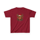 Kids Christmas Reindeer Tee — Cute Santa Hat Rudolph Holiday Shirt perfect for holiday gatherings and school events.