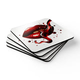 Cork Coaster Set featuring red wine lips splash design — perfect for wine lovers! Protect your furniture with style.