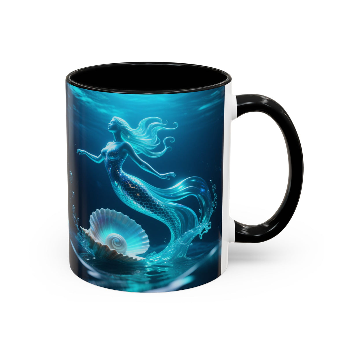 Mermaid Shell Accent Coffee Mug – Ocean Fantasy 11/15oz US