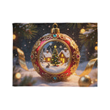 Christmas Ornament Holiday Blanket — Cozy Festive Throw draped on a couch, perfect for chilly evenings with a holiday decor theme.