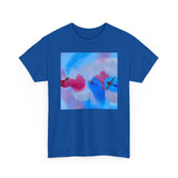 The Aerial Smoke Display Tee — Blue & Pink Airshow Pilots T‑Shirt displayed on a hanger, emphasizing its classic crew neck.