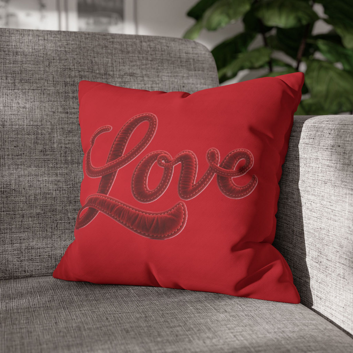 Love Script Pillowcase — Red Decorative Throw Pillow Cover