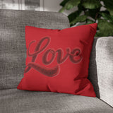 Love Script Pillowcase — Red Decorative Throw Pillow Cover