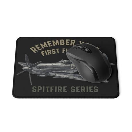 Close-up of the Spitfire Series Gaming Mouse Pad showing durable polyester surface and anti-fray stitched edges, designed for precision control.