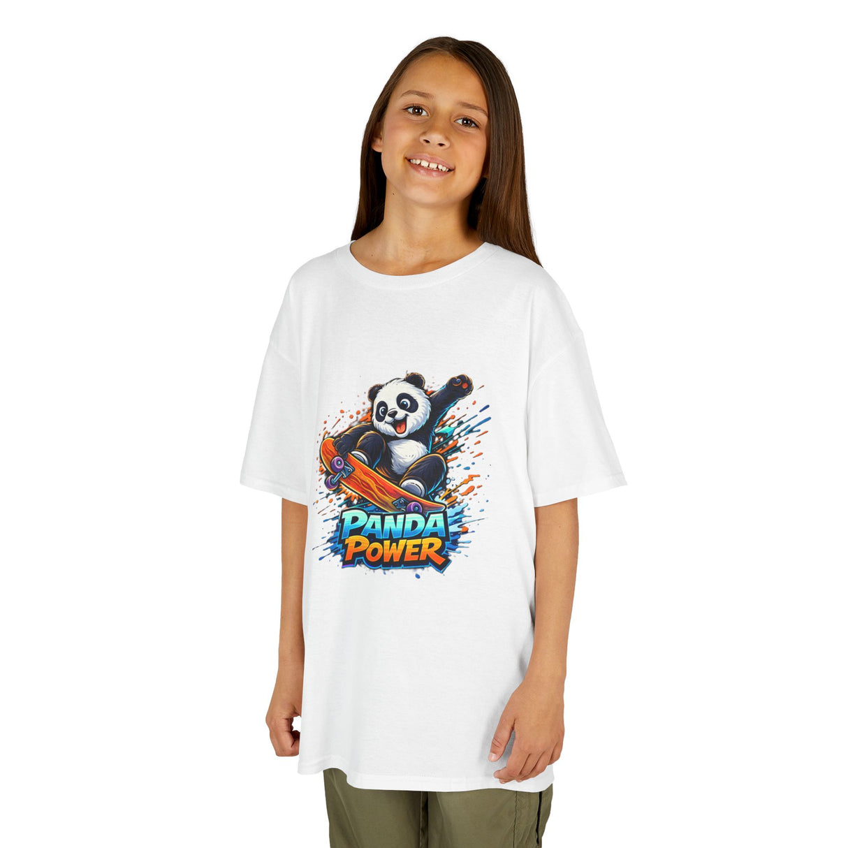 'Panda Power' Cartoon Skateboarding Panda Graphic  — Kids Tee