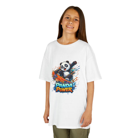 'Panda Power' Cartoon Skateboarding Panda Graphic  — Kids Tee