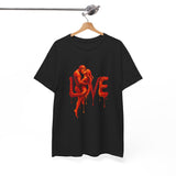 Love Silhouette T-Shirt - Romantic Dripping Heart Design shown with casual accessories for a complete outfit.