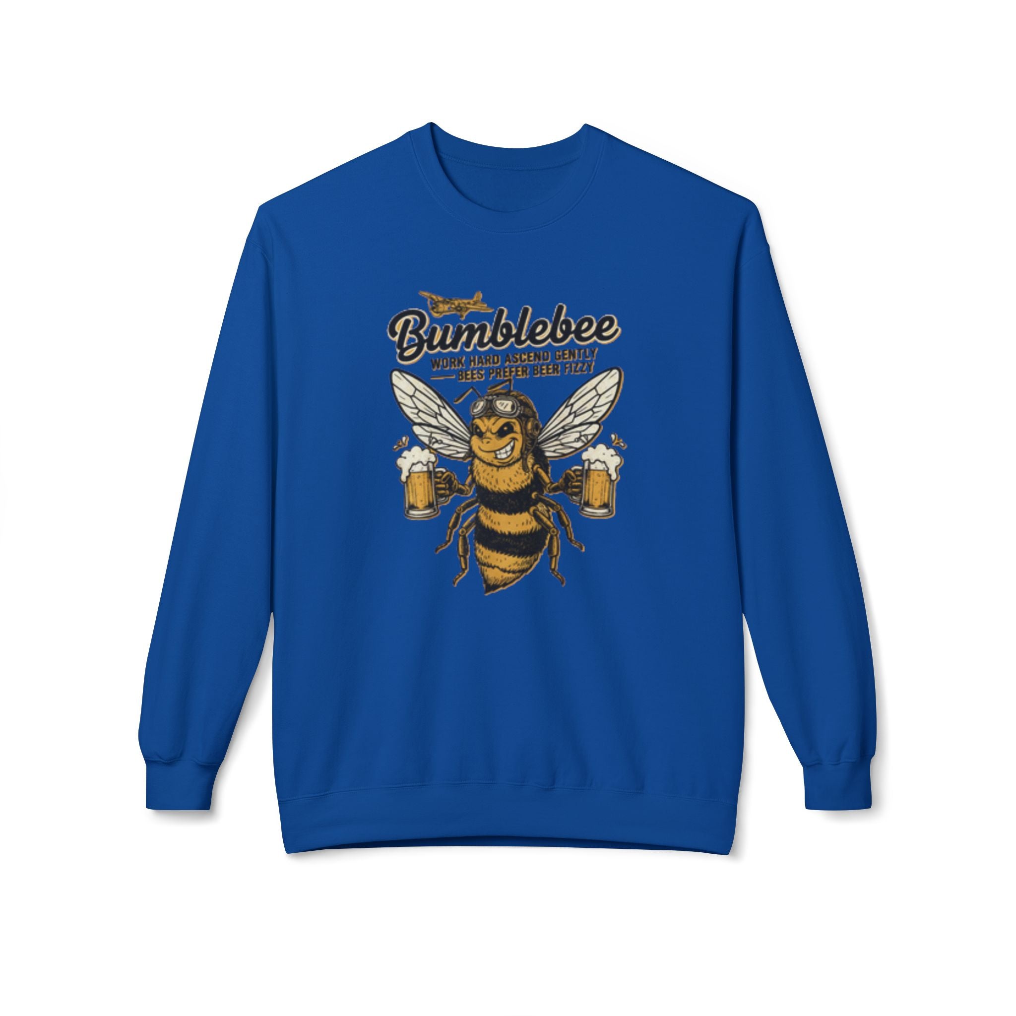 Bumblebee Beer Crewneck Sweatshirt — Playful Bee Graphic Sweatshirt for Beer Lovers US