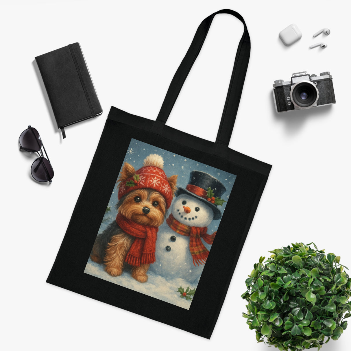 Heartwarming design on the Christmas Snowman Tote Bag with joyful holiday motifs.