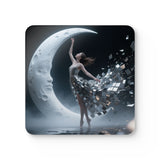 Lunar Ballerina Corkwood Coasters – Moon Dance Decorative Drink Coaster Set
