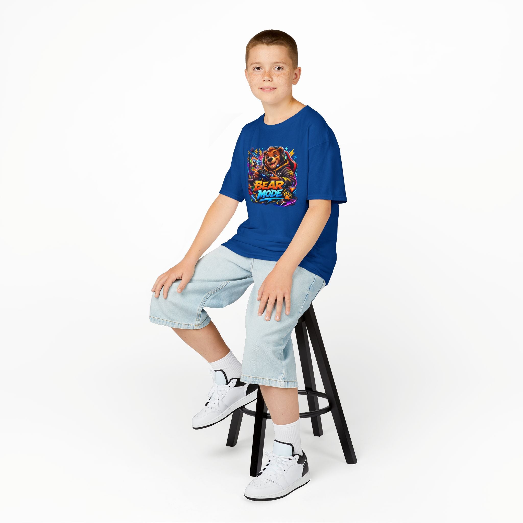 Bear Mode Kids T‑Shirt — Colorful Cartoon Bear Graphic Tee