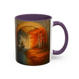 Person reaching for the Autumn Portal Coffee Mug, ready for a warm drink.