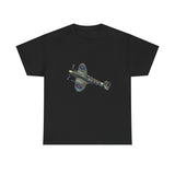 Close-up of the vintage artwork on Spitfire Fighter Plane T-Shirt featuring WWII aircraft design