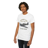 Man enjoying a weekend drive in the Spitfire Series T-Shirt, embodying relaxed style.