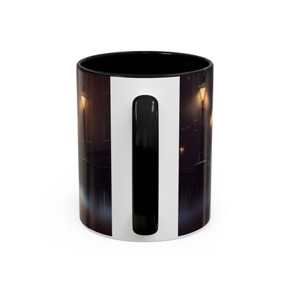 Elegant Red Dress Coffee Mug featuring a beautiful artistic scene, ideal for cozy moments.
