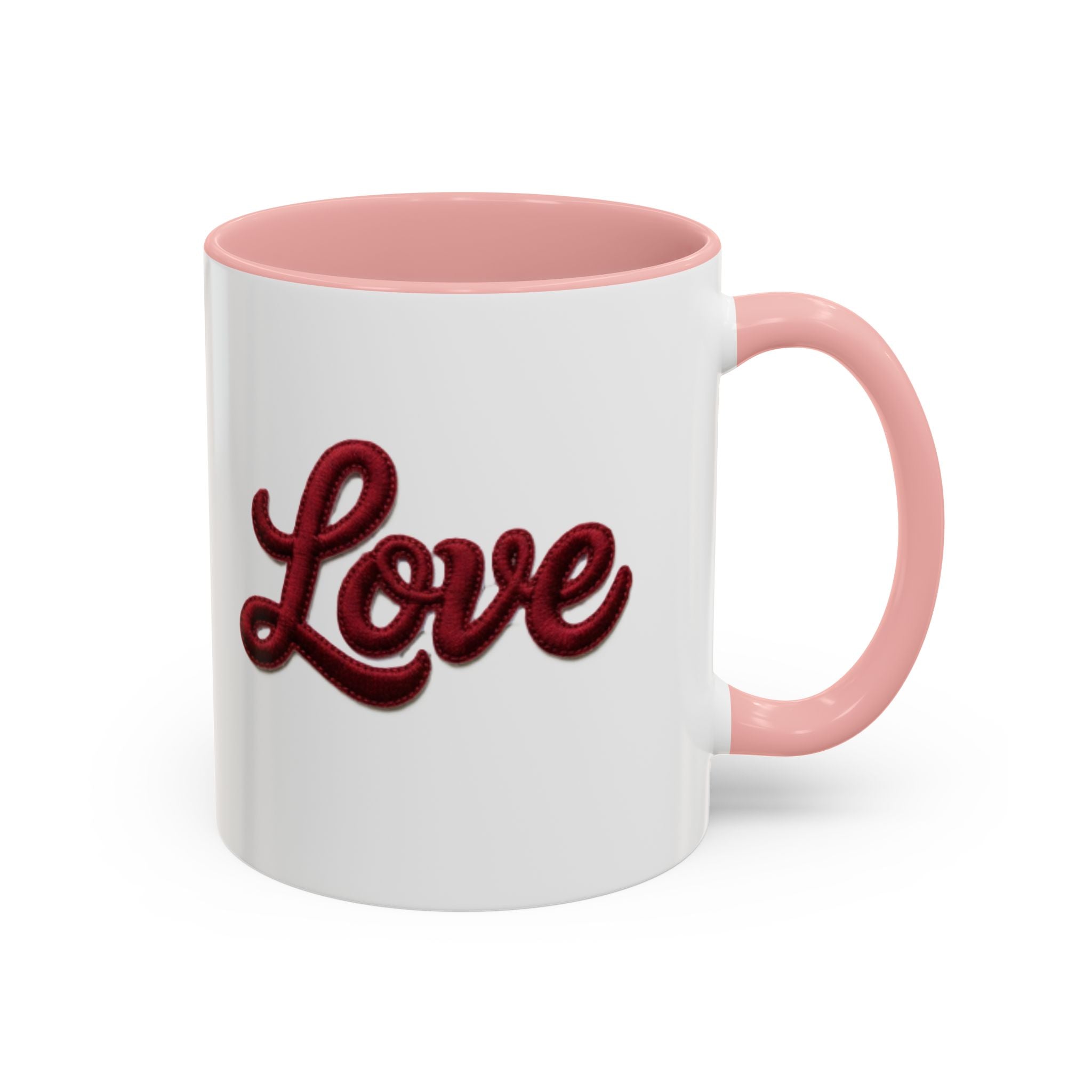 Love Accent Coffee Mug — Red Script Love Design (11oz)