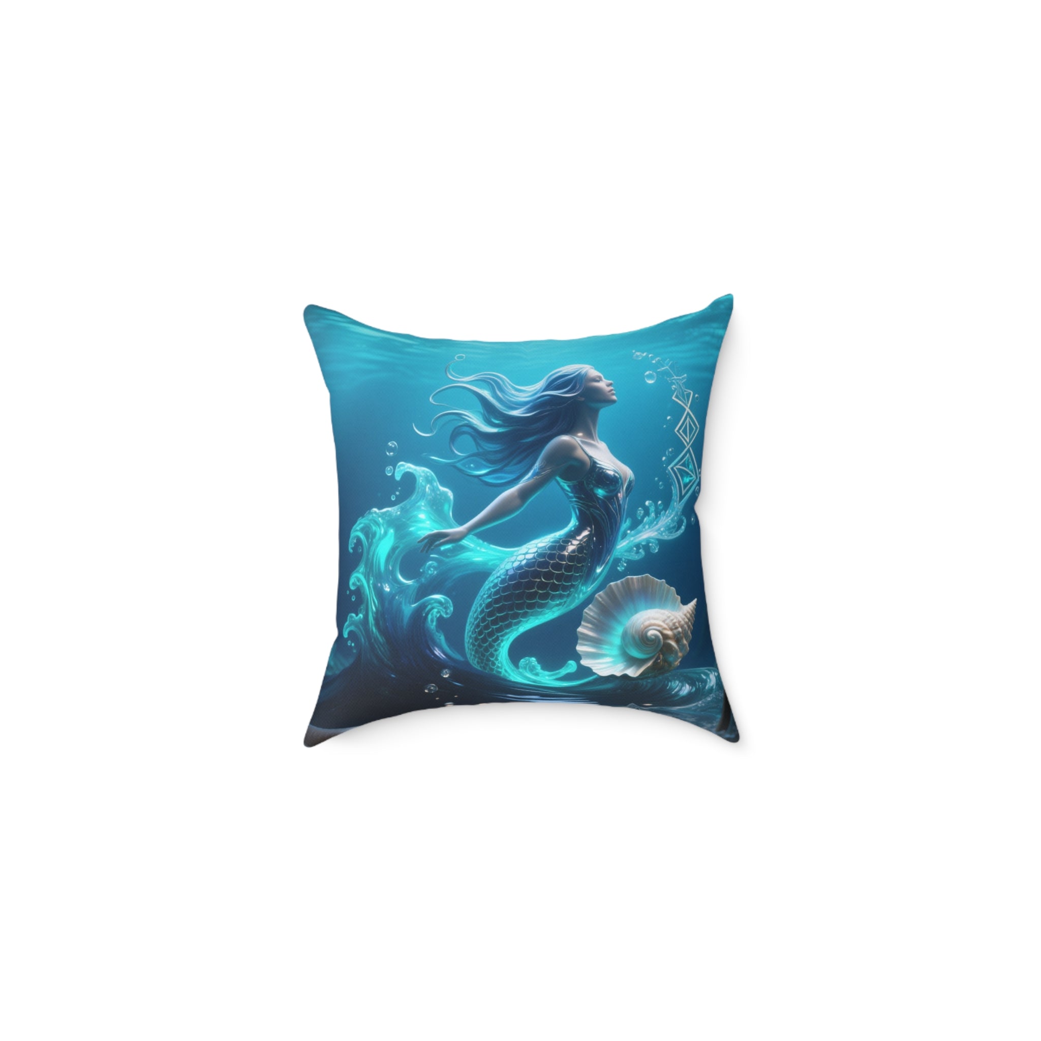 Mermaid Ocean Pillow - Fantasy Sea Nymph Square Throw Pillow  16" × 16" US